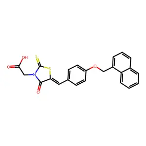 {(5E)-5-[4-(naphthalen-1-ylmethoxy)benzylidene]-4-oxo-2-thioxo-1,3-thiazolidin-3-yl}acetic acid structure