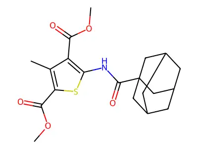 Dimethyl 5-[(1-adamantylcarbonyl)amino]-3-methyl-2,4-thiophenedicarboxylate structure