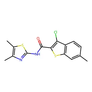 3-chloro-N-(4,5-dimethyl-1,3-thiazol-2-yl)-6-methyl-1-benzothiophene-2-carboxamide structure