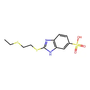 2-((2-(Ethylthio)ethyl)thio)-1H-benzimidazole-5-sulphonic acid structure