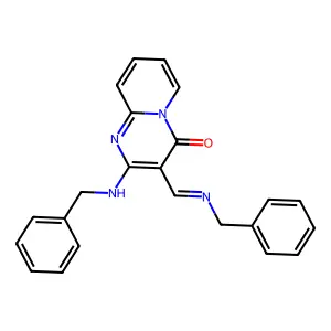2-(benzylamino)-3-[(E)-(benzylimino)methyl]-4H-pyrido[1,2-a]pyrimidin-4-one structure