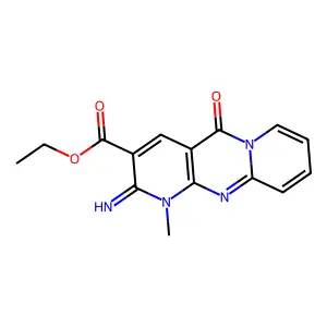 ethyl 2-imino-1-methyl-5-oxo-1,6-dihydropyridino[1,2-a]pyridino[2,3-d]pyrimidi ne-3-carboxylate structure