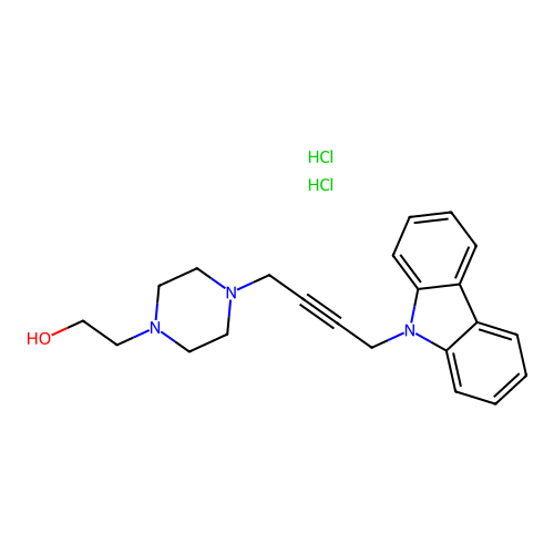 2-(4-(4-(9H-carbazol-9-yl)but-2-yn-1-yl)piperazin-1-yl)ethanol dihydrochloride structure