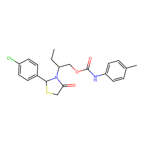 p-Tolyl-carbamic acid 2-[2-(4-chloro-phenyl)-4-oxo-thiazolidin-3-yl]-butyl ester structure