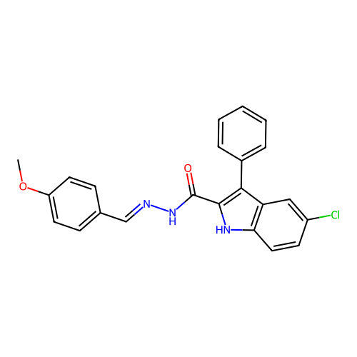5-chloro-N'-[(E)-(4-methoxyphenyl)methylidene]-3-phenyl-1H-indole-2-carbohydrazide structure