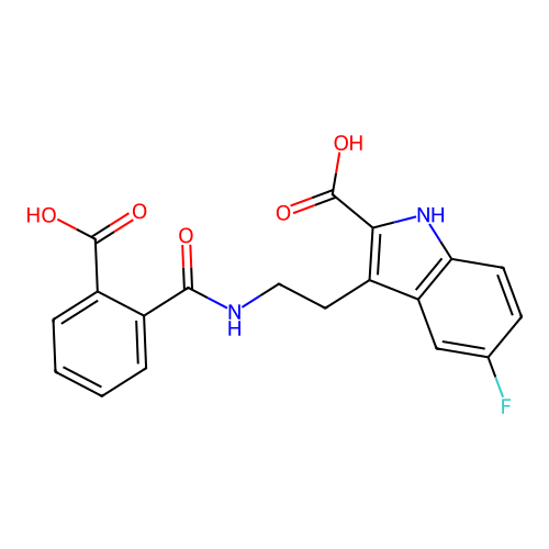 3-[2-[(2-carboxybenzoyl)amino]ethyl]-5-fluoro-1H-indole-2-carboxylic Acid structure