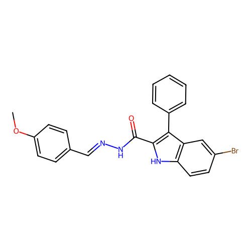 5-bromo-N'-[(E)-(4-methoxyphenyl)methylidene]-3-phenyl-1H-indole-2-carbohydrazide structure