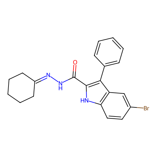 5-bromo-N'-cyclohexylidene-3-phenyl-1H-indole-2-carbohydrazide structure