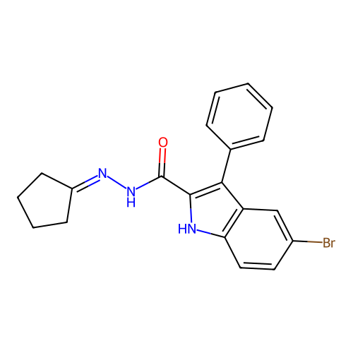 5-bromo-N'-cyclopentylidene-3-phenyl-1H-indole-2-carbohydrazide structure