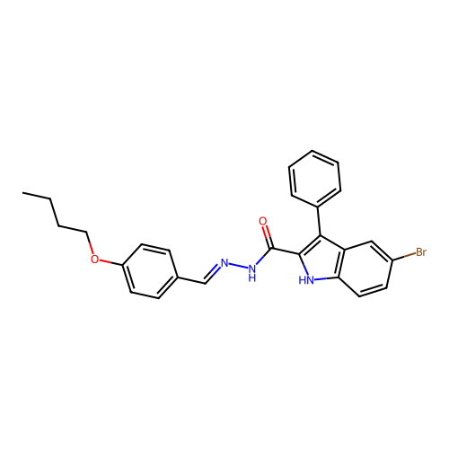 5-bromo-N'-[(E)-(4-butoxyphenyl)methylidene]-3-phenyl-1H-indole-2-carbohydrazide structure