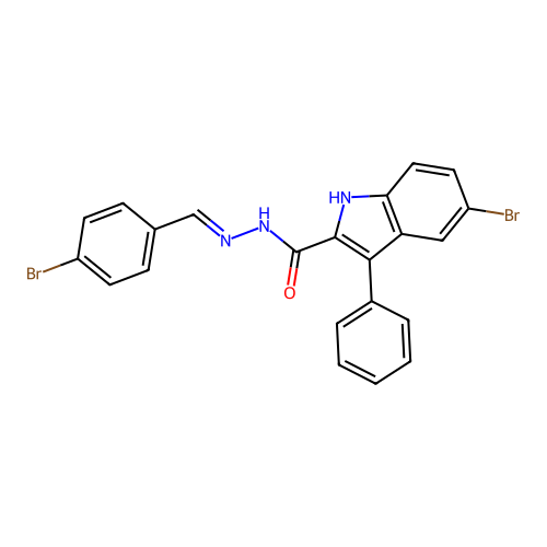 5-bromo-N'-[(E)-(4-bromophenyl)methylidene]-3-phenyl-1H-indole-2-carbohydrazide structure