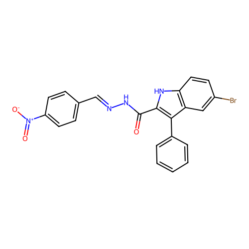 5-bromo-N'-[(E)-(4-nitrophenyl)methylidene]-3-phenyl-1H-indole-2-carbohydrazide structure