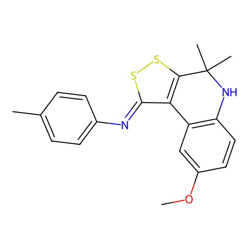 (Z)-N-(8-methoxy-4,4-dimethyl-4,5-dihydro-1H-[1,2]dithiolo[3,4-c]quinolin-1-ylidene)-4-methylaniline structure