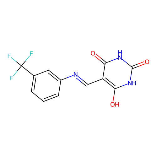 5-[[3-(trifluoromethyl)anilino]methylidene]-1,3-diazinane-2,4,6-trione structure