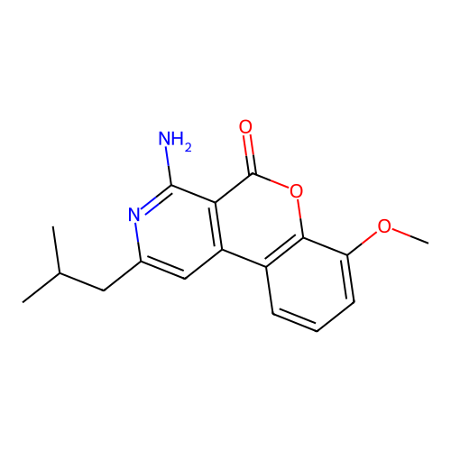 4-Amino-2-isobutyl-7-methoxy-5H-(1)benzopyrano(3,4-c)pyridin-5-one structure