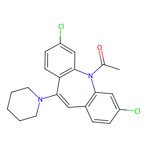 N-[5-Acetyl-3,7-dichloro-5H-dibenzo[b,f]azepine-10-yl]piperidine structure