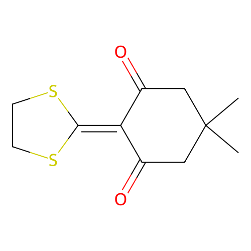 2-(1,3-Dithiolan-2-ylidene)-5,5-dimethylcyclohexane-1,3-dione structure