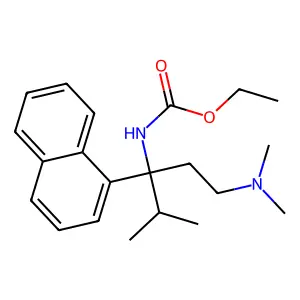 Ethyl [1-(dimethylamino)-4-methyl-3-(naphthalen-1-yl)pentan-3-yl]carbamate structure