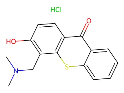 9-Thioxanthenone, 3-hydroxy-4-(dimethylaminomethyl)-, hydrochloride structure