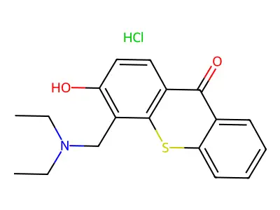 9-Thioxanthenone, 3-hydroxy-4-(diethylaminomethyl)-, hydrochloride structure