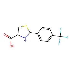 (4R)-2-[4-(trifluoromethyl)phenyl]-1,3-thiazolidine-4-carboxylic acid structure