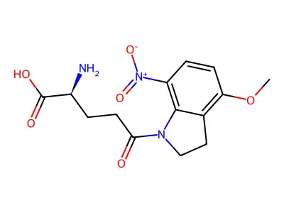 2-Amino-5-(4-methoxy-7-nitro-2,3-dihydroindol-1-yl)-5-oxopentanoic acid structure