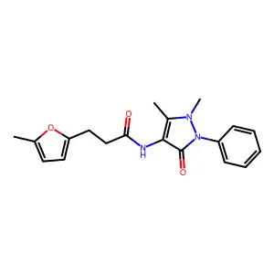 N-(1,5-dimethyl-3-oxo-2-phenyl-2,3-dihydro-1H-pyrazol-4-yl)-3-(5-methylfuran-2-yl)propanamide structure