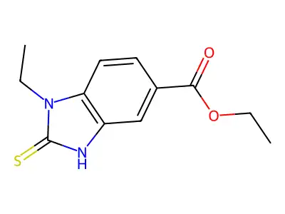 1-Ethyl-2-mercapto-1H-benzoimidazole-5-carboxylic acid ethyl ester structure