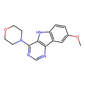 4-(8-methoxy-5H-pyrimido[5,4-b]indol-4-yl)morpholine structure