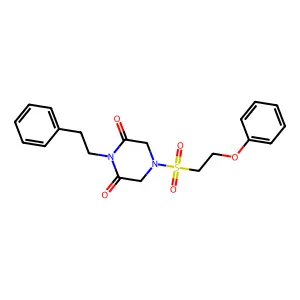 4-[(2-Phenoxyethyl)sulfonyl]-1-(2-phenylethyl)-2,6-piperazinedione structure