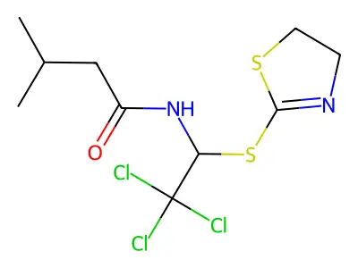 3-methyl-N-[2,2,2-trichloro-1-(4,5-dihydro-1,3-thiazol-2-ylsulfanyl)ethyl]butanamide structure