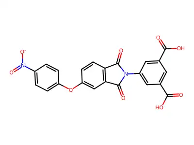 5-(5-(4-nitrophenoxy)-1,3-dioxoisoindolin-2-yl)isophthalic acid structure