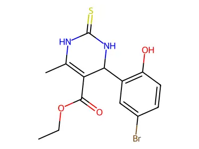 ethyl 4-(5-bromo-2-hydroxyphenyl)-6-methyl-2-thioxo-1,2,3,4-tetrahydropyrimidine-5-carboxylate structure