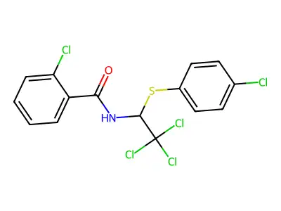 2-chloro-N-{2,2,2-trichloro-1-[(4-chlorophenyl)sulfanyl]ethyl}benzamide structure