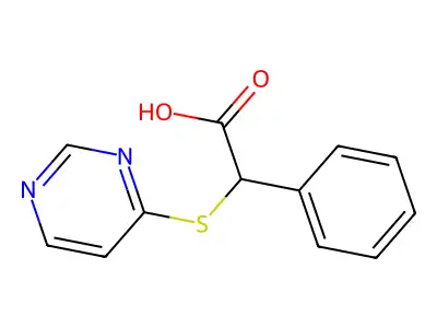 Phenyl(pyrimidin-4-ylsulfanyl)acetic acid structure