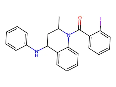 (4-anilino-2-methyl-3,4-dihydro-2H-quinolin-1-yl)-(2-iodophenyl)methanone structure