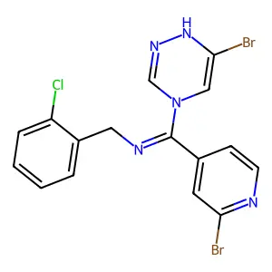 [(6-bromo-1,4-dihydro-1,2,4-triazin-4-yl)(2-bromopyridin-4-yl)methylidene][(2-chlorophenyl)methyl]amine structure