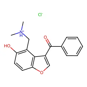 5-Benzofuranol, 3-benzoyl-4-dimethylaminomethyl-, hydrochloride structure