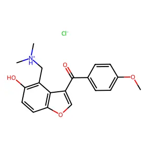 5-Benzofuranol, 4-dimethylaminomethyl-3-(p-methoxybenzoyl)-, hydrochloride structure