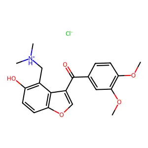 5-Benzofuranol, 3-(3,4-dimethoxybenzoyl)-4-dimethylaminomethyl-, hydrochloride structure