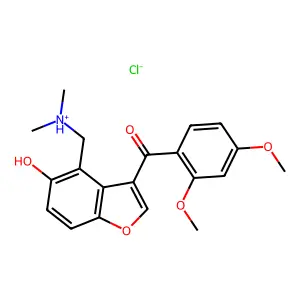 5-Benzofuranol, 3-(2,4-dimethoxybenzoyl)-4-dimethylaminomethyl-, hydrochloride structure