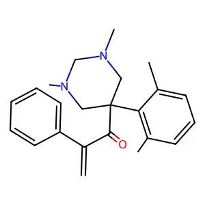 2-Propen-1-one, 1-[hexahydro-1,3-dimethyl-5-(2,6-xylyl)-5-pyrimidinyl]-2-phenyl- structure