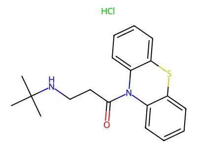 1-Propanone, 3-tert-butylamino-1-phenothiazin-10-yl-, hydrochloride structure