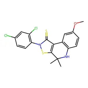 2-(2,4-dichlorophenyl)-8-methoxy-4,4-dimethyl-4,5-dihydroisothiazolo[5,4-c]quinoline-1(2H)-thione structure