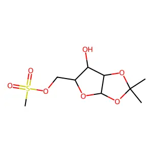 (6-hydroxy-2,2-dimethyl-3a,5,6,6a-tetrahydrofuro[2,3-d][1,3]dioxol-5-yl)methyl methanesulfonate structure