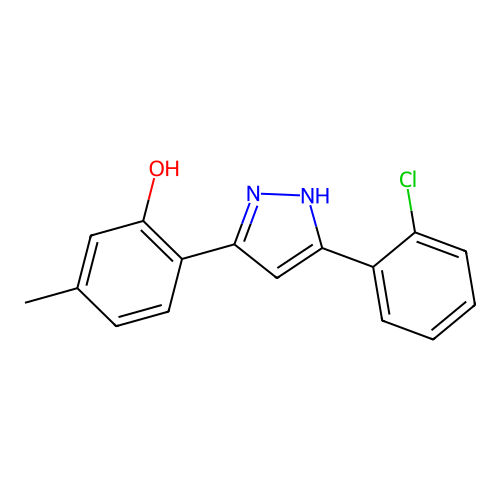 2-[5-(2-chlorophenyl)-1H-pyrazol-3-yl]-5-methylphenol structure