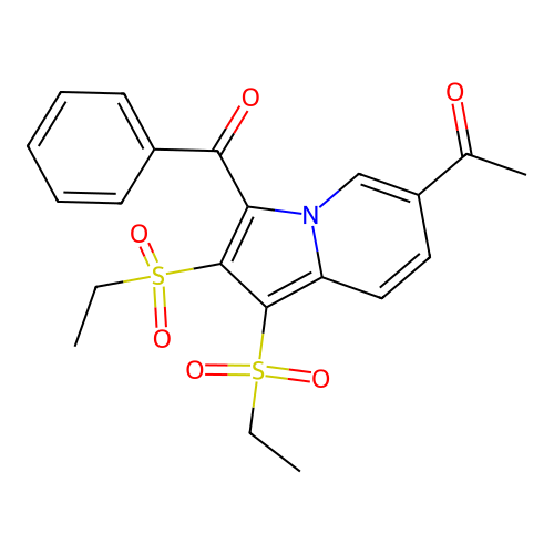 1-(3-Benzoyl-1,2-bis(ethylsulfonyl)indolizin-6-yl)ethanone structure