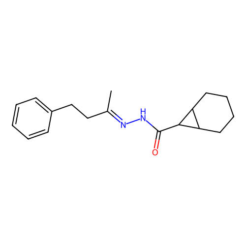 N'-(1-methyl-3-phenylpropylidene)bicyclo[4.1.0]heptane-7-carbohydrazide structure