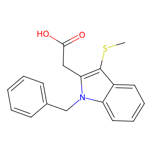 [1-Benzyl-3-(methylsulfanyl)-1H-indol-2-yl]acetic acid structure