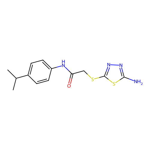 2-[(5-Amino-1,3,4-thiadiazol-2-yl)sulfanyl]-N-(4-isopropylphenyl)acetamide structure